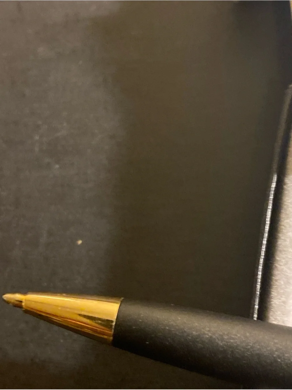 Quill Ballpoint Pen, Black With Gold Trim, Black